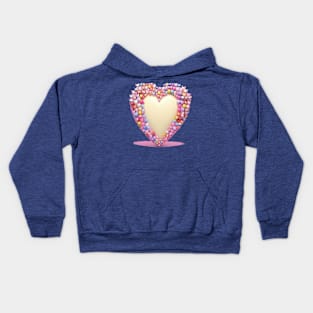 Valentines heart framed by lots of cute cats and kittens. Kids Hoodie